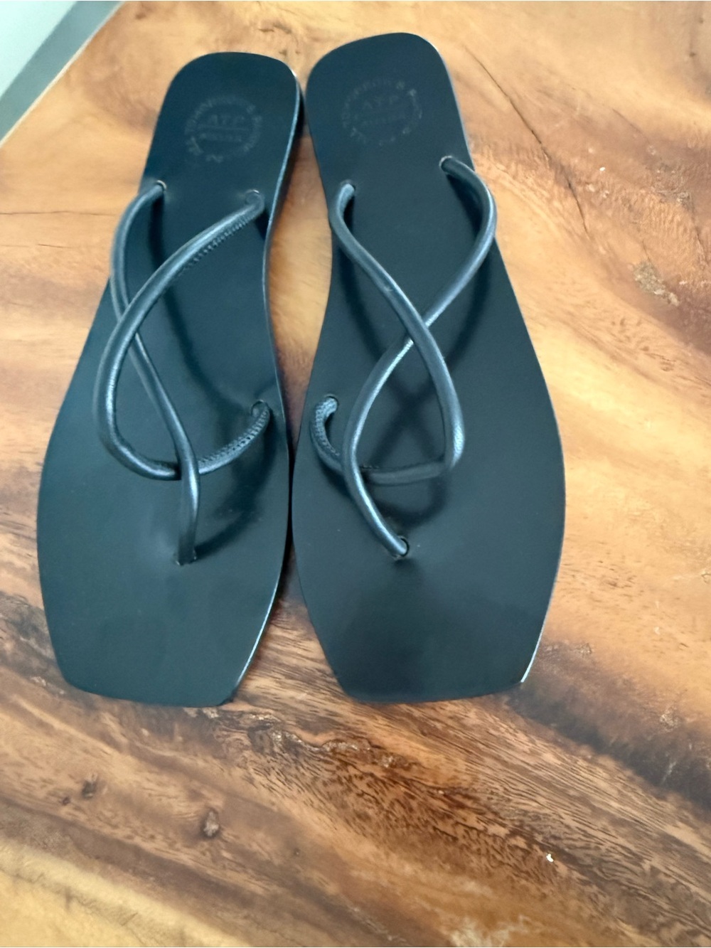 ATP Women’s Minimal Black Strappy Square-Toe Sandals. Made in Italy